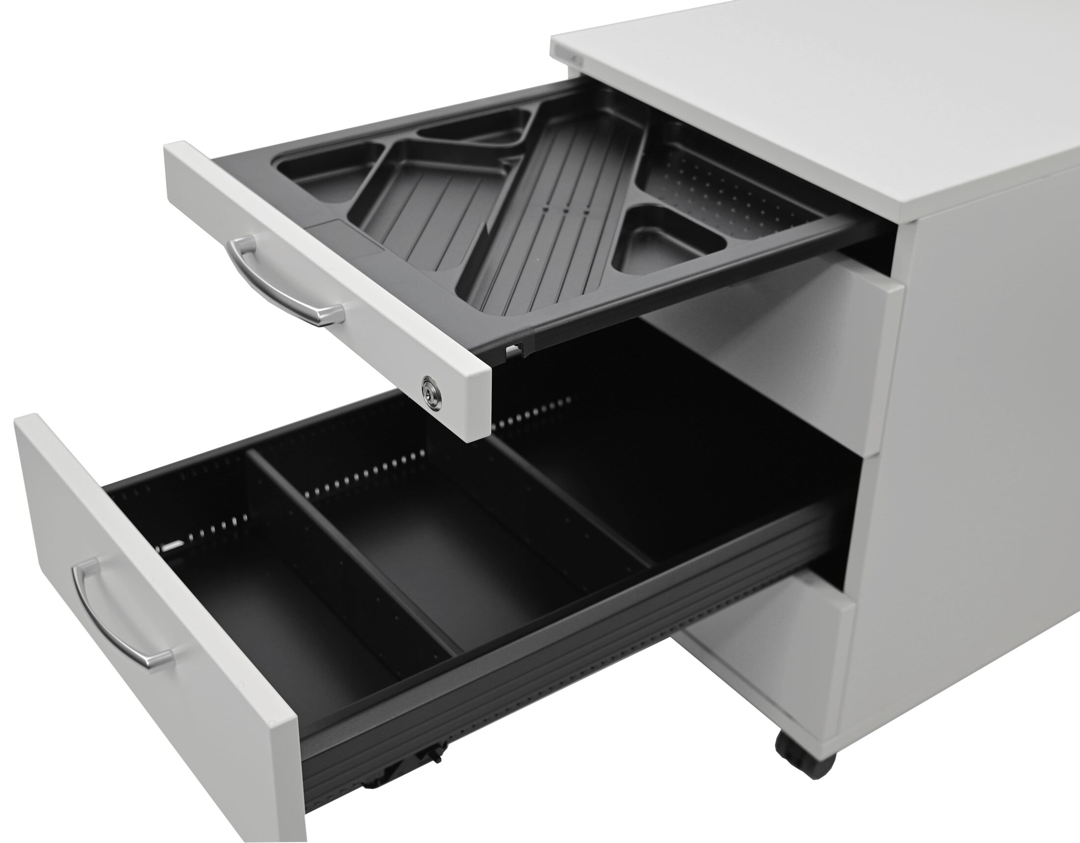 Gebrauchter Rollcontainer SEDUS T80cm, 4 Schübe 1HE+3x3HE, Metall-Gri ...