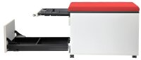 Gebrauchter Rollcontainer SEDUS Weiss, Front Grifflos, Sitzkissen Rot, Tiefe 80cm, 3 Schübe (1HE+2HE+1Hängeregister)