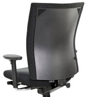 Gebrauchter Bürodrehstuhl / Schreibtischstuhl KLOEBER Modell CANOS Polsterung Schwarz, Rückenlehne gepunktet, Multifunktionaler Stuhl