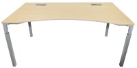 Gebrauchter Schreibtisch STEELCASE Modell Halbcockpit B180 T100cm AHORN 4-Beine-Gestell (QA) in Silber