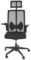 Neuer Bürodrehstuhl GOODTONE Modell BUTTERFLY-Black Schwarze Fuß-Kreuz, Hohe Rückenlehne mit Kopfstütze, Schwarz Neuware 5 Jahre Garantie!