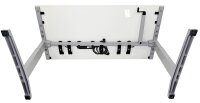 Gebrauchter Schreibtisch STEELCASE Modell ACTIVA B160 T80cm Lichtgrau Kurbel Höhenverstellung, Tischgestell T-Fuss in Silber