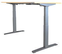 Neuer Steh- /Sitz Tisch PAUL WORKER Elektrisch Höhenverstellbar B160 T80cm Dekorplatte Ahorn, Silber Gestell (RE-Rechtecksäulen)